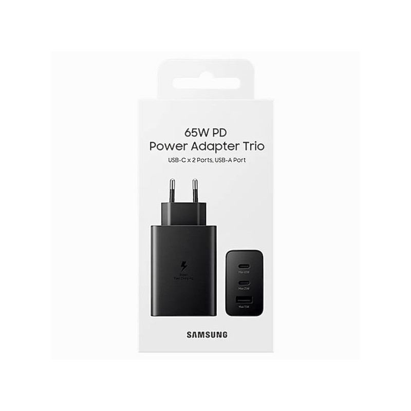 Samsung Trio Charger 220V 5A 65W USB-A / C avecout Cable Black EP-T6530NBE Blister